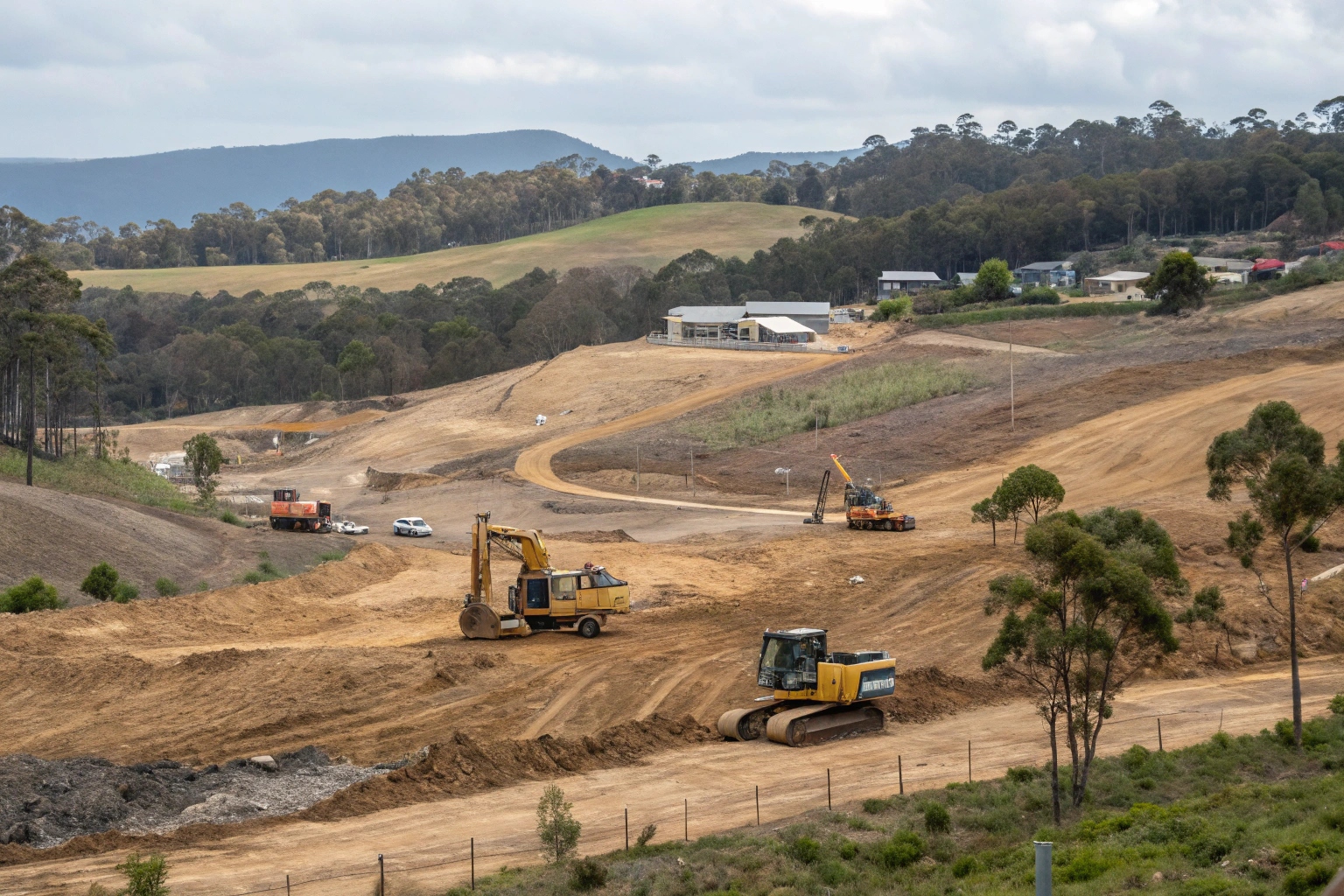 Subdivision land clearing Kingston TAS showing site preparation for new housing development in Kingston growth corridors