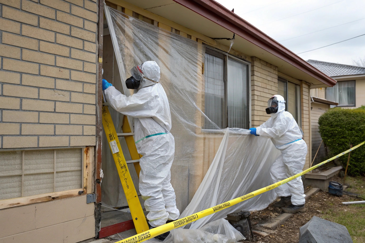 Licensed asbestos removal specialists safely demolishing fibro house Rose Bay, Tasmania