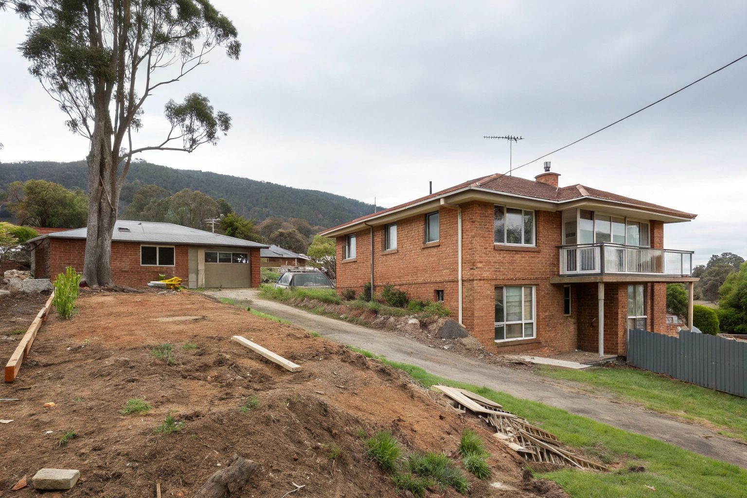 Before and after demolition, Augusta Road, Lenah Valley residential property showing preserved gardens